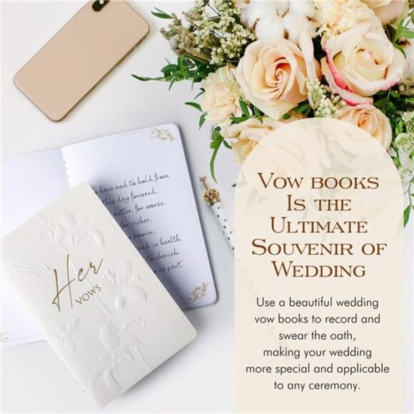 His & Her Wedding Vow Books – Elegant Embossed Set for Couples Wedding His & Her - Picture 6 of 6